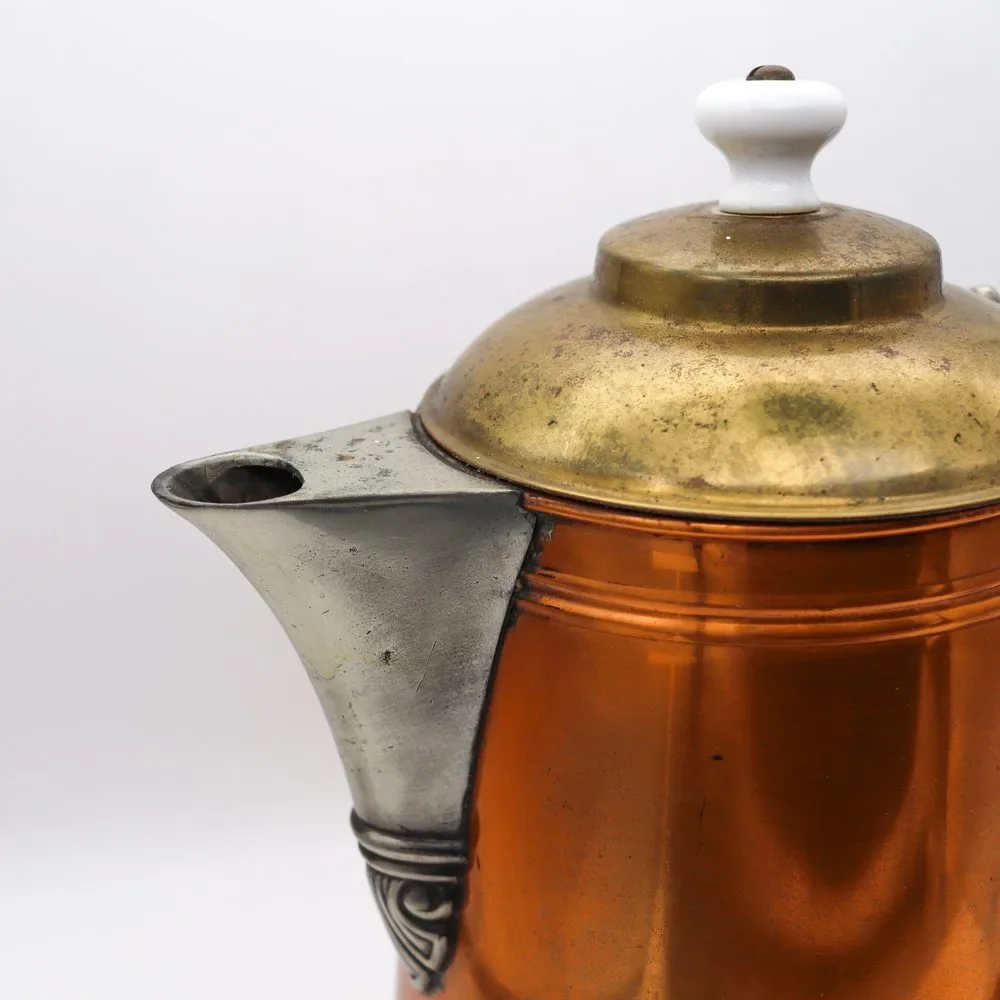 Manning Bowman 1899 Art Deco PitcherPot Copper Bronze Brass Porcelain - Picture 3 of 10